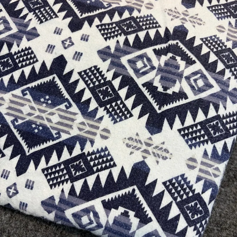 Pendleton Cotton Flannel Flat Sheet 64x97 Blue Southwestern Aztec Print Lodge